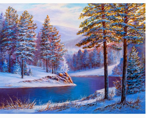 Алмазная мозаика, Зимнее утро, 30х40 см, 30 цветов, НД-7644