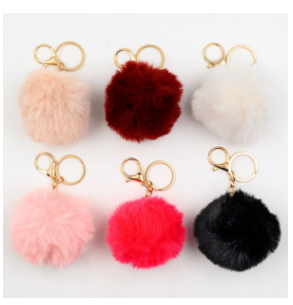 Брелоки меховый с карабином, Шарики, 8х8см,  цвет, асс, 1381