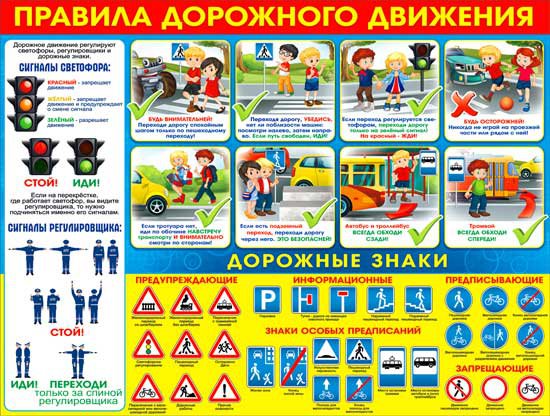 Плакат А2 'Правила дорожного движения' 450х595 мм, Р2-201