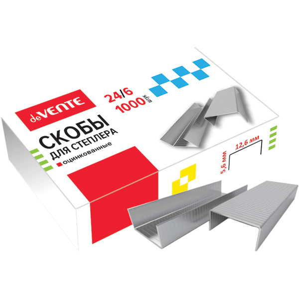 Скобы для степлера 'deVENTE' 24;6 1000 шт в картонной коробке, оцинкованные, 4141304