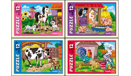 Пазлы-мини 12 эл. 'Ферма', 175 х 130 мм, П12-5640