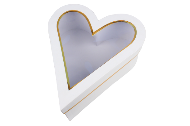 Коробка подарочная 'Сердце' белое с окошком, 30х25х10 см.