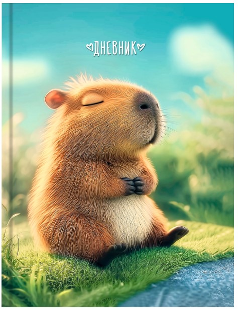 Дневник школьный 48л. УМИРОТВОРЁННАЯ КАПИБАРА универс, гл.лам., 7БЦ + ПОДАРОК (наклейки), Д48-9573