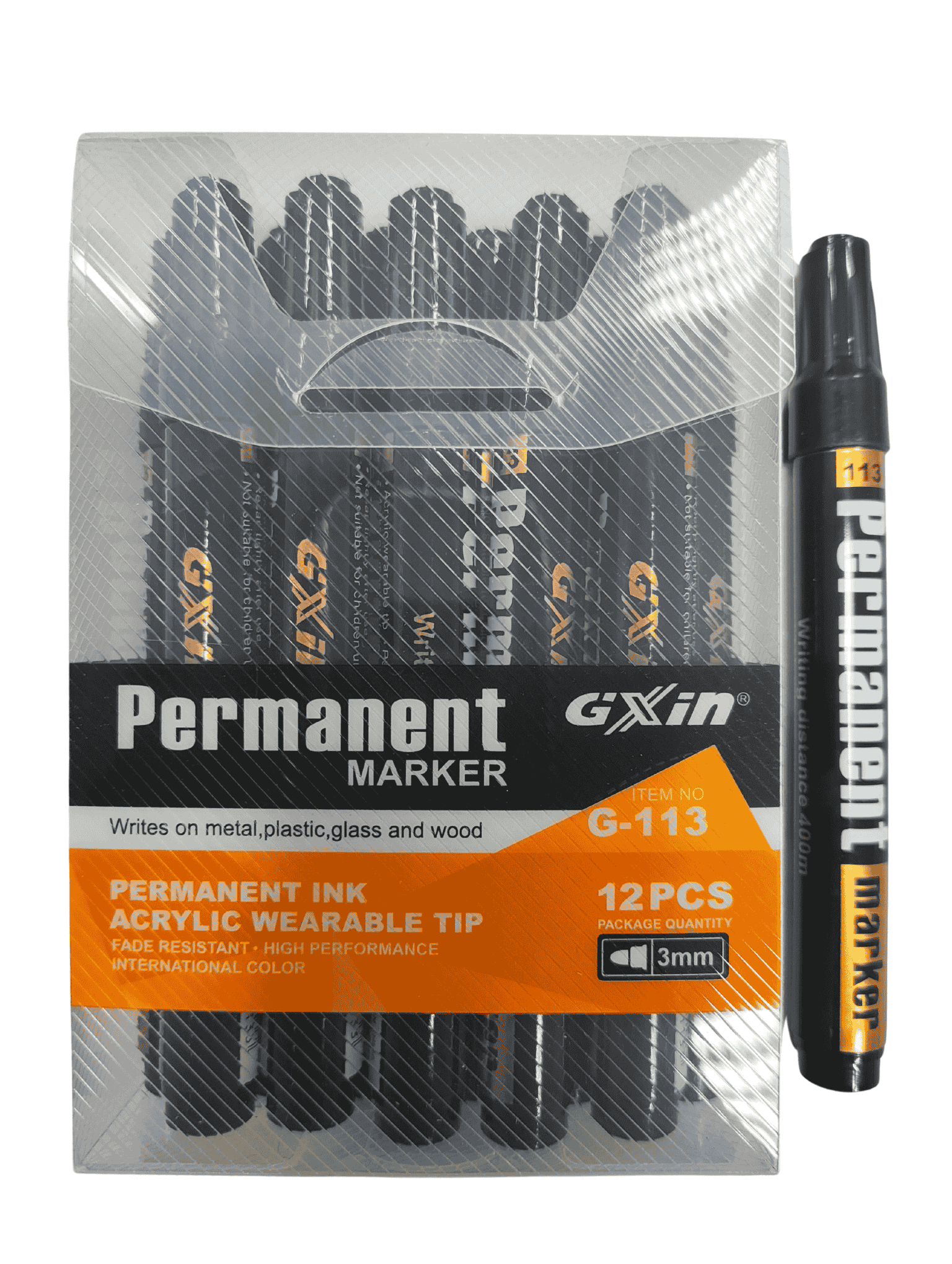 Маркер перманентный Gxin, 3 мм, черный цвет, G-113