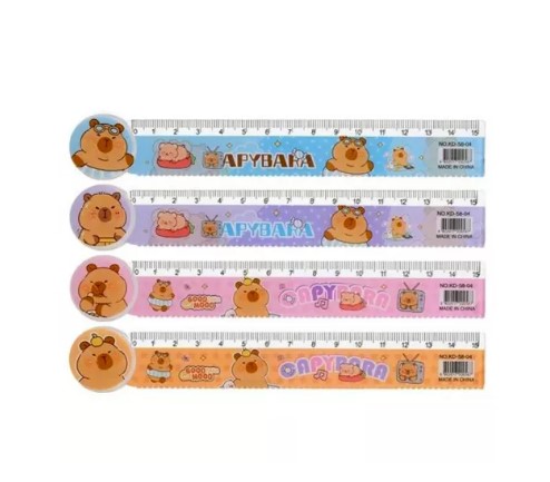 Линейка Basir.Капибара, 15 см, пластиковая, ассорти, KD-58-04