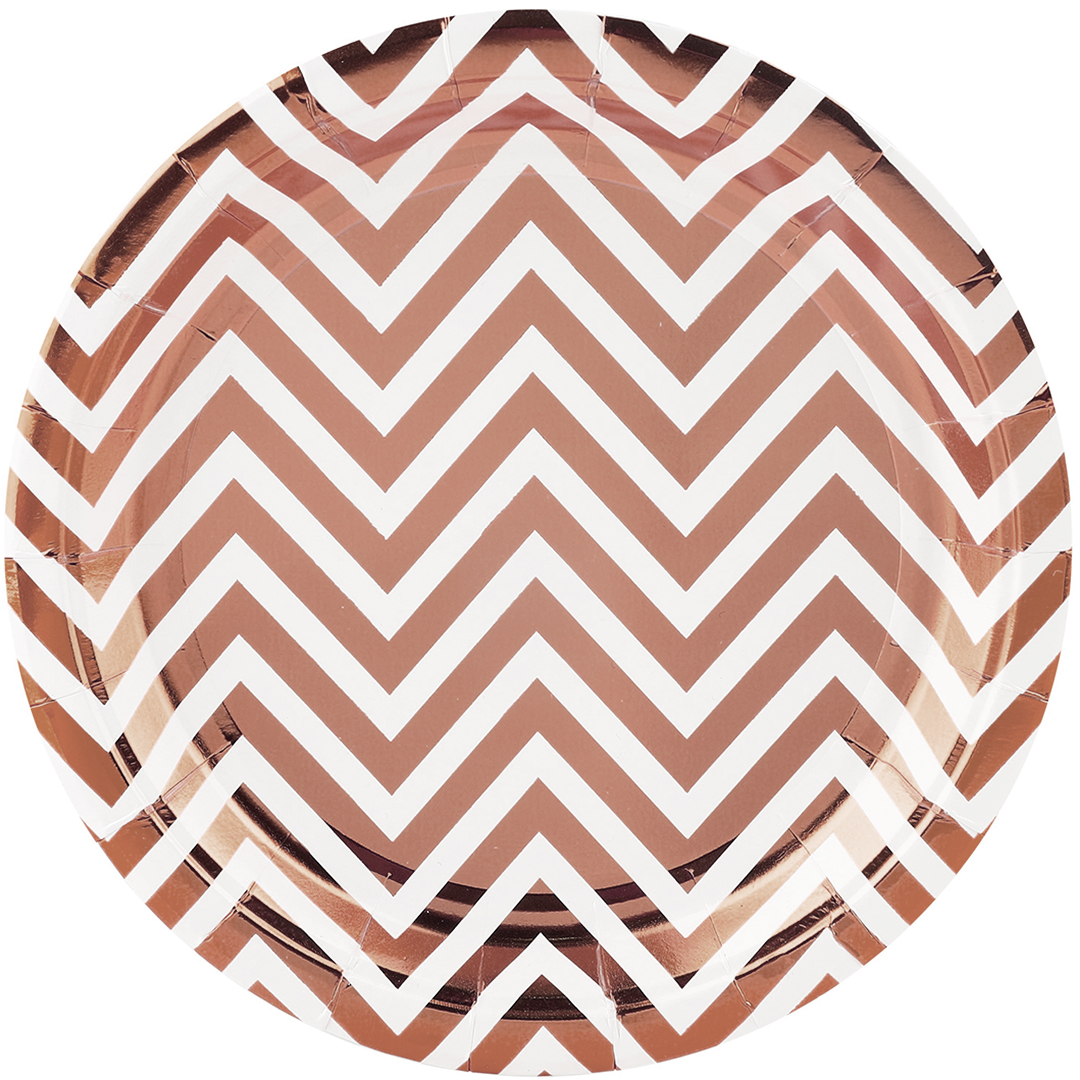 Тарелки (9'';23 см) Зигзаги Розовое золото металлик, (6 шт;уп), 6231889