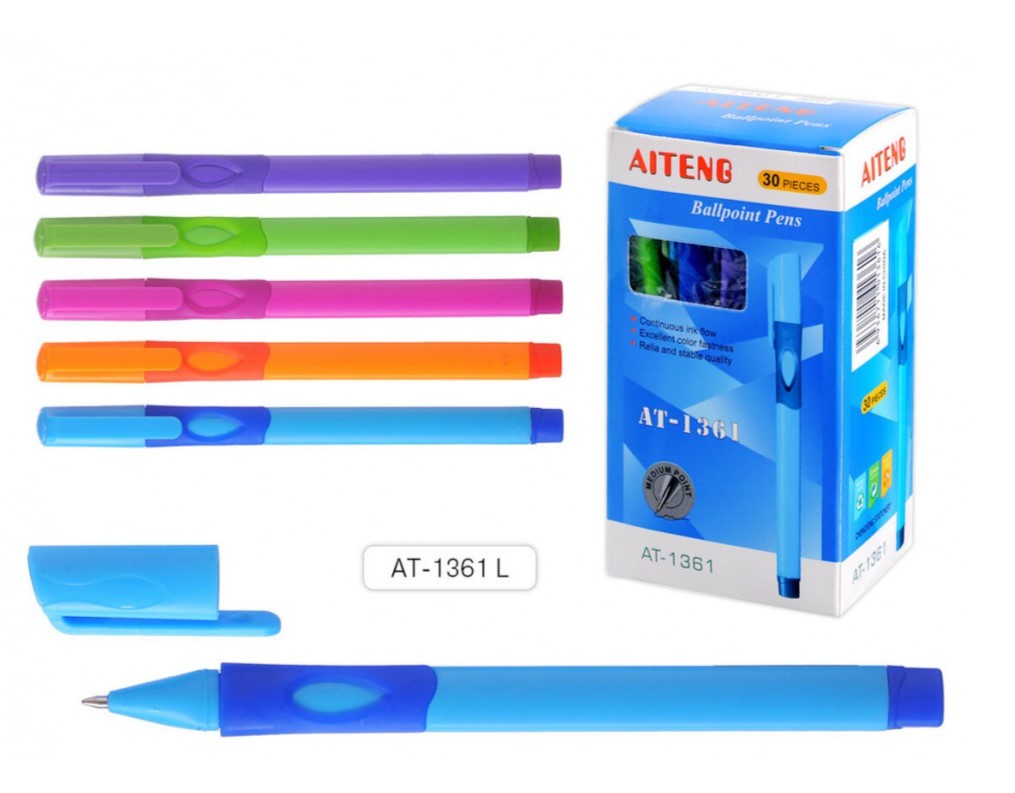 Ручка шариковая ELLOTT для левшей;правшей, 0,7 мм, трехгран, рез.грипп, ЕТ-1361L;ET-1361R