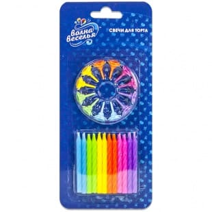 Свечи для торта Волна Веселья 'Радужный микс' 6 см, 24 шт, 622409