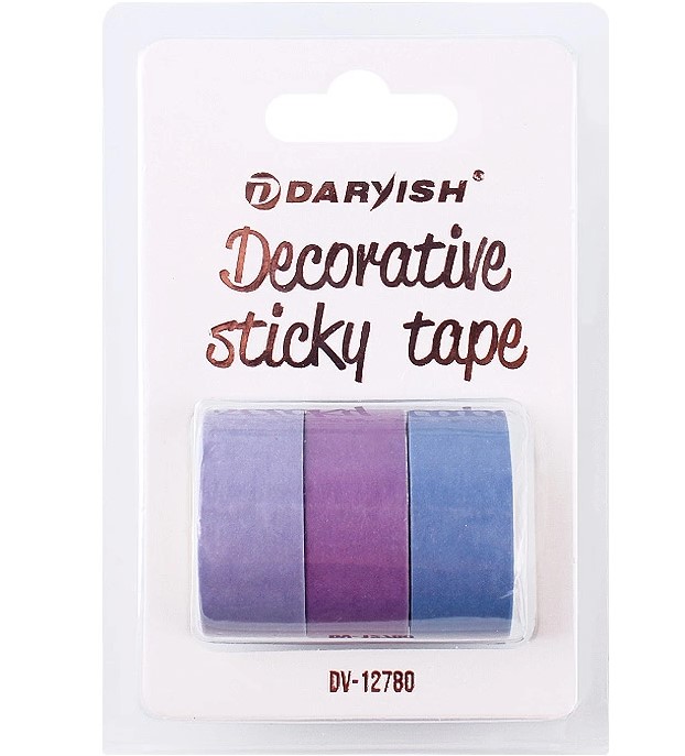 Лента декоративная липкая 'Darvish', 15 мм х 3 м, (3 шт;уп), матовая, DV-12780