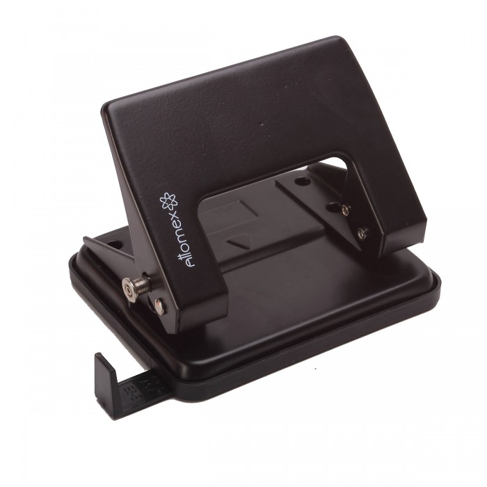 Дырокол 'Attomex', (20 листов), черный, с металлической линейкой, 4020306