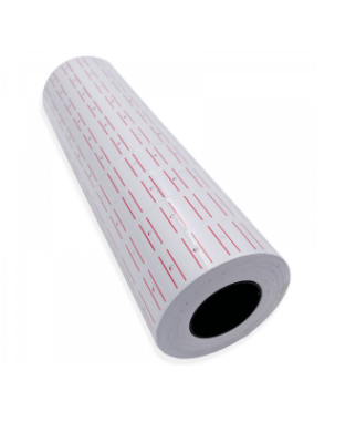 Ценник с липким слоем БЕЛЫЙ с красным, полоск.1000 шт 1х2см, MY1000