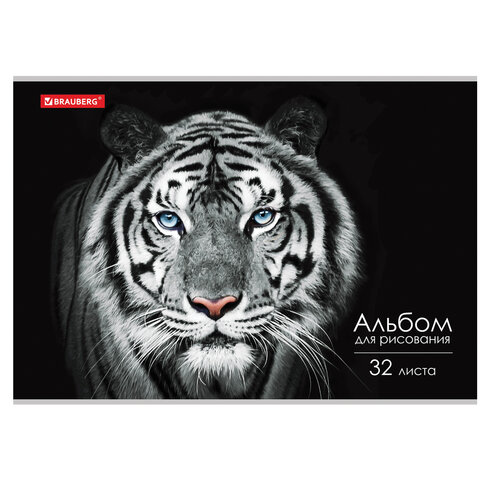 Альбом для рисования 32л., А4, BRAUBERG, скоба, ассорти