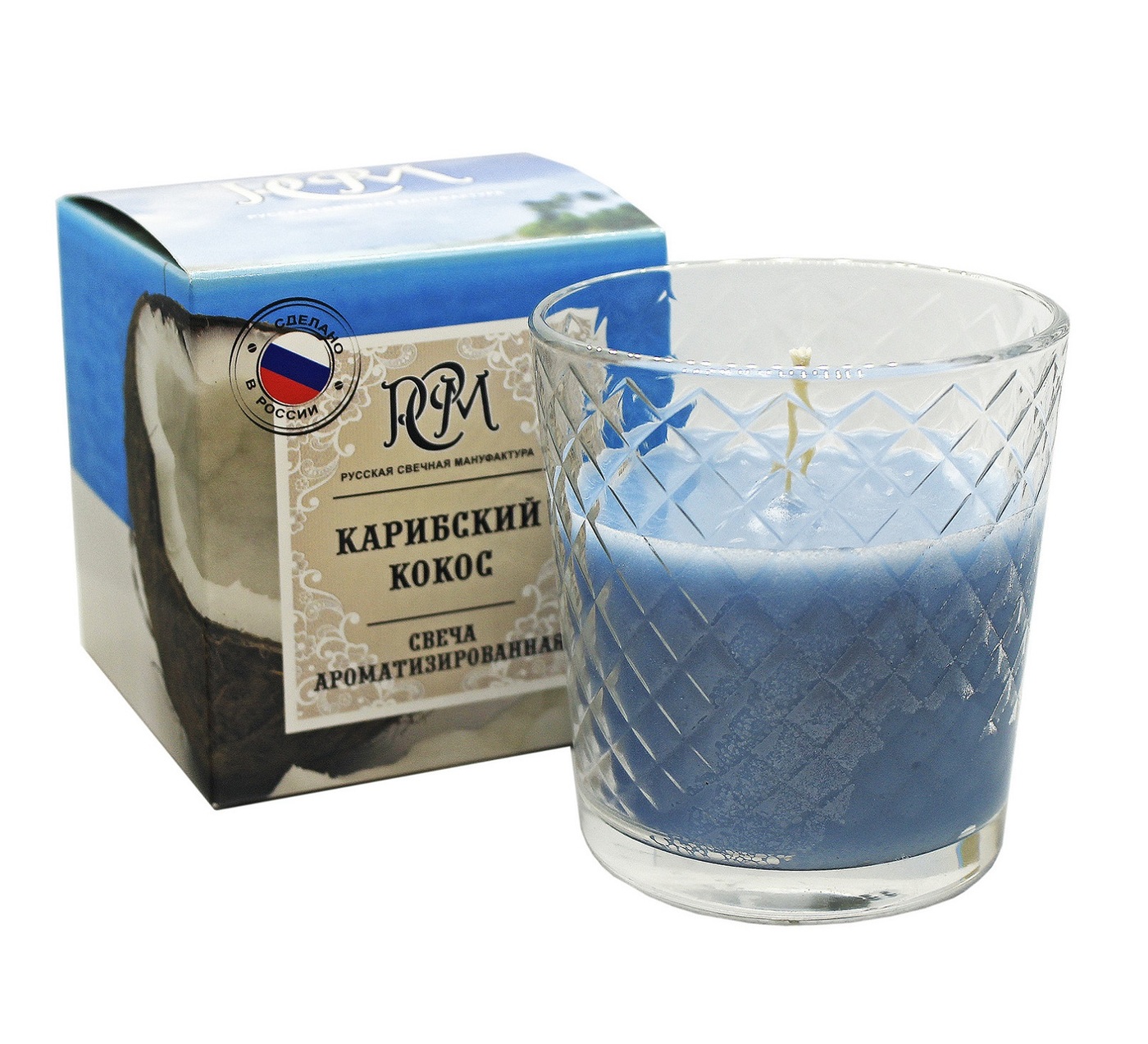 Свеча в стакане РСМ Карибский кокос 30 ч 3113011