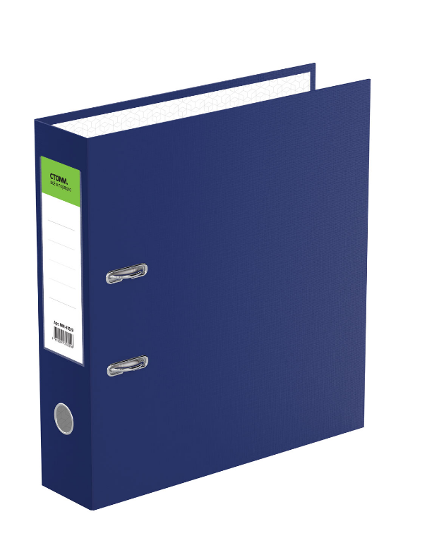 Папка-регистратор СТАММ 'Стандарт', 70мм, бумвинил, с карманом на корешке, синяя, ММ-31829