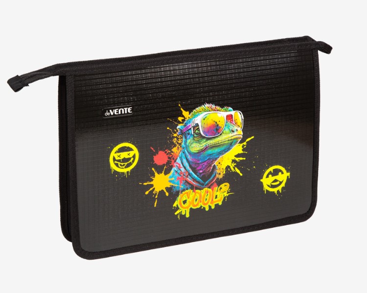 Папка для тетрадей 'deVENTE. Cool Lizard' A4 (337x243x50 мм) с текстильным расширением 5 см, 8056591