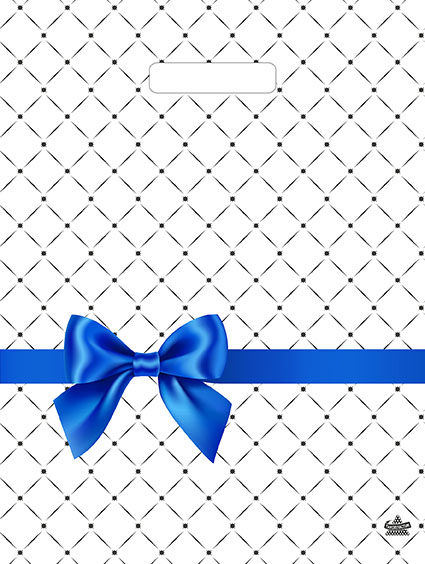 Пакет ПЭ с вырубной ручкой 31х40 (90) , (Синий бантик) Россия, ВУР51987