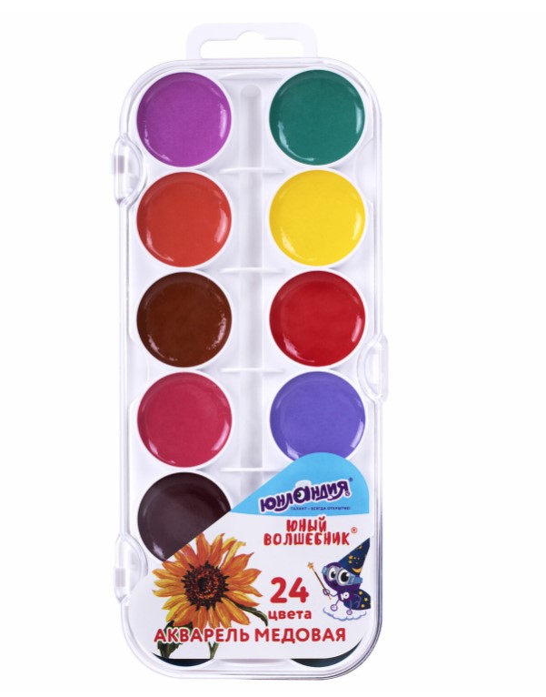 Акварель медовая 24 цвета, 'ЮНЛАНДИЯ', Юный волшебник, 192359