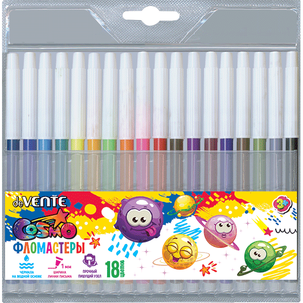 Фломастеры 18 цв. 'deVENTE. Cosmo' с невентилируемым колпачком, в пластиковом блистере, 5082309