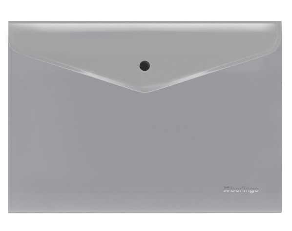 Папка конверт на кнопке 'Berlingo. Metallic', А4 , 200 мкм, непрозрачная, серый металлик, EFb_А4396