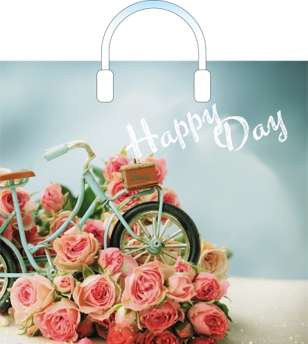 Пакет ПЭ с пластмассовыми ручками 38х34+3 (90) , (Счастливый день) Россия, ПЛР54565