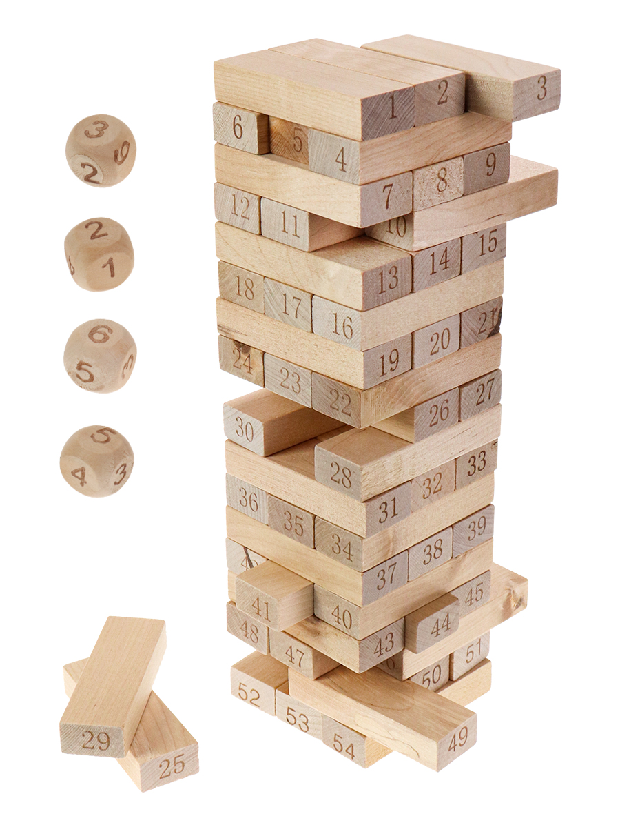 Деревянная игрушка. Игра 'Башня'. Высотка maxi (28 см, 54 блока), ИД-0752