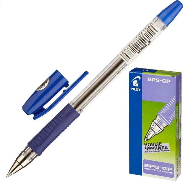 Ручка шариковая Pilot 'BPS-GP', синяя, 0.7 мм., корпус прозрач., грип., BPS-GP-F-L