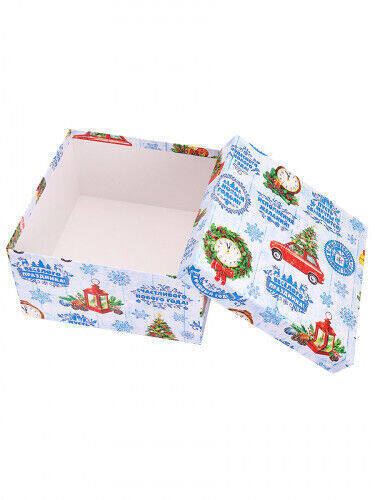 Коробка подарочная Miland 'Пожелания с Новым годом',12х12х9 см., квадратная(Серия 5в1), картон, 1321