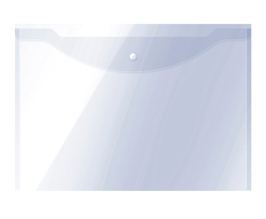 Папка-конверт на кнопке OfficeSpace А3, 150 мкм, пластик, прозрачная, 267524