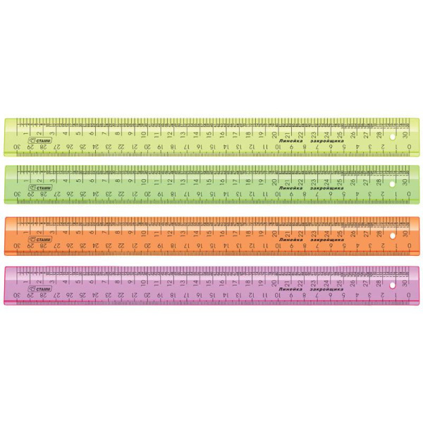 Линейка закройщика 30 см, NEON Cristal 'Стамм', ЛЗ30/ЛН72