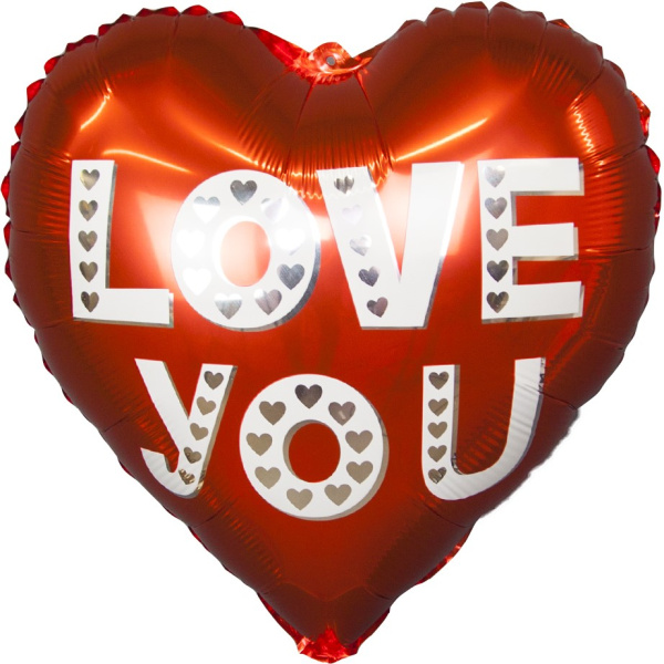Шар (18'';46 см) Сердце, Люблю Тебя, Красный, (1шт;уп), 20383