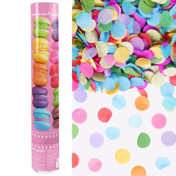 Пневмохлопушка (12;30 см) Макарунс, Круги тишью, Ассорти,  1 шт 723034