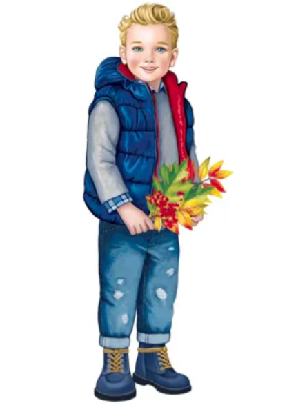 Плакат вырубной , Мальчик с осенними листьями, ФМ1-015164