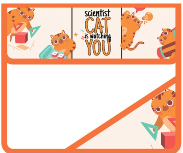 Папка для тетрадей А5 пластик, на липучке, 2 СЕКЦИИ, клапан + уголок, КОШАЧЬИ УРОКИ 2024, ПМ-А5-36