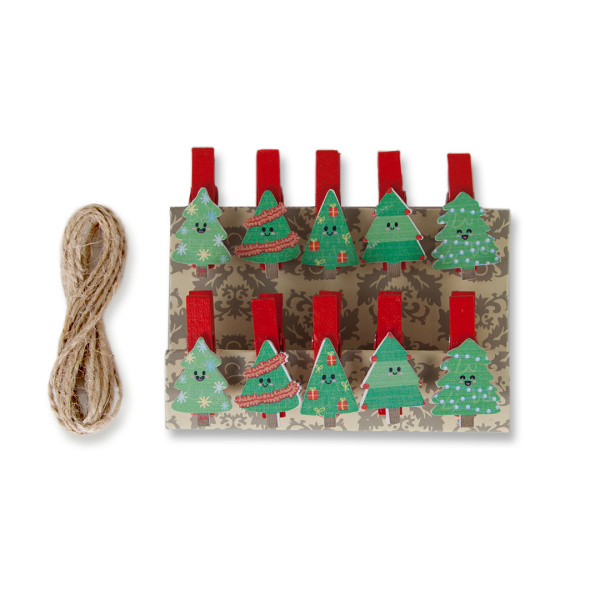 Декоративные прищепки, 'Елочки', 3,5 см, (10 шт;уп), 6231479