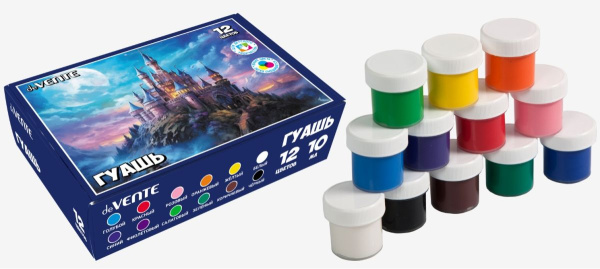 Гуашь 'deVENTE. Magic Castle' 12 цветов по 10 мл, 120 мл, картонная коробка, 8075301
